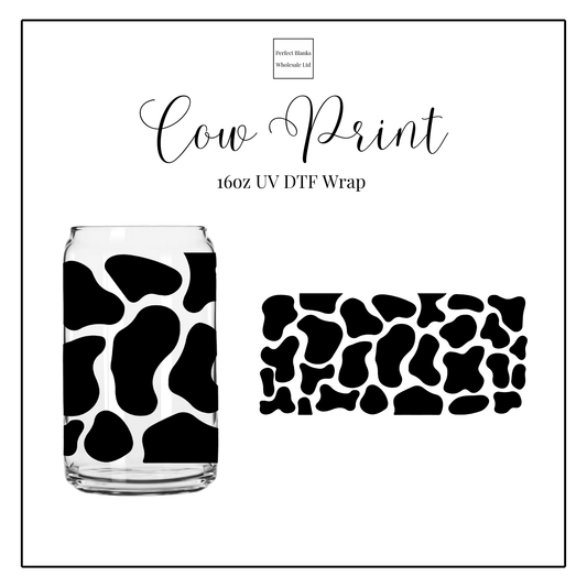 Black Cow Print 16oz UV DTF