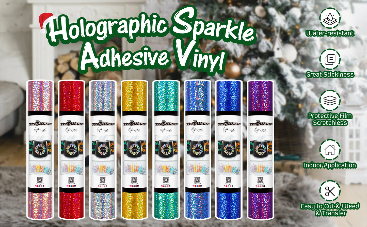 Teckwrap Gold Holographic Sparkle Adhesive Craft Vinyl