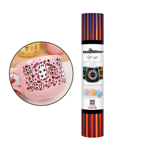 TeckWrap Bubble Free Holographic Burgundy Glossy Rainbow Adhesive Vinyl