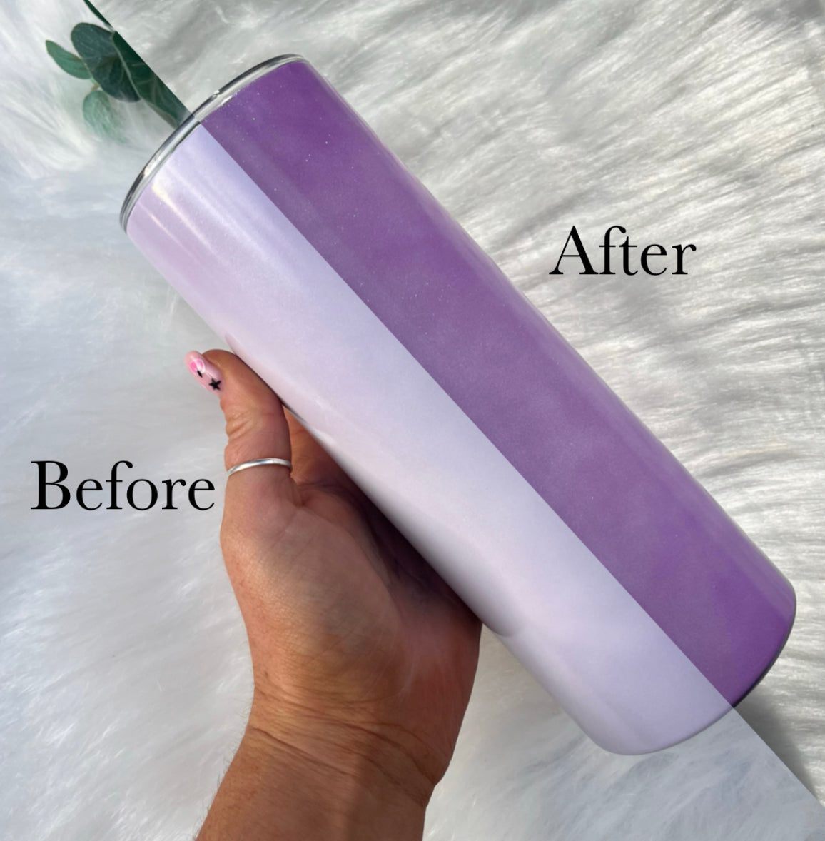 20oz Sublimation Skinny Tumbler - UV Colour Changing White to Purple AND Glow In The Dark!