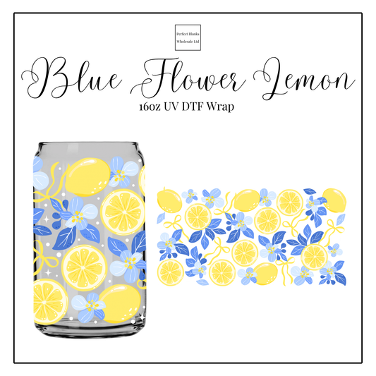 Blue Flowers Lemon 16oz UVDTF