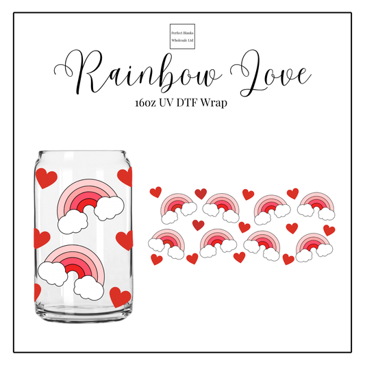 Rainbow Love 16oz UV DTF