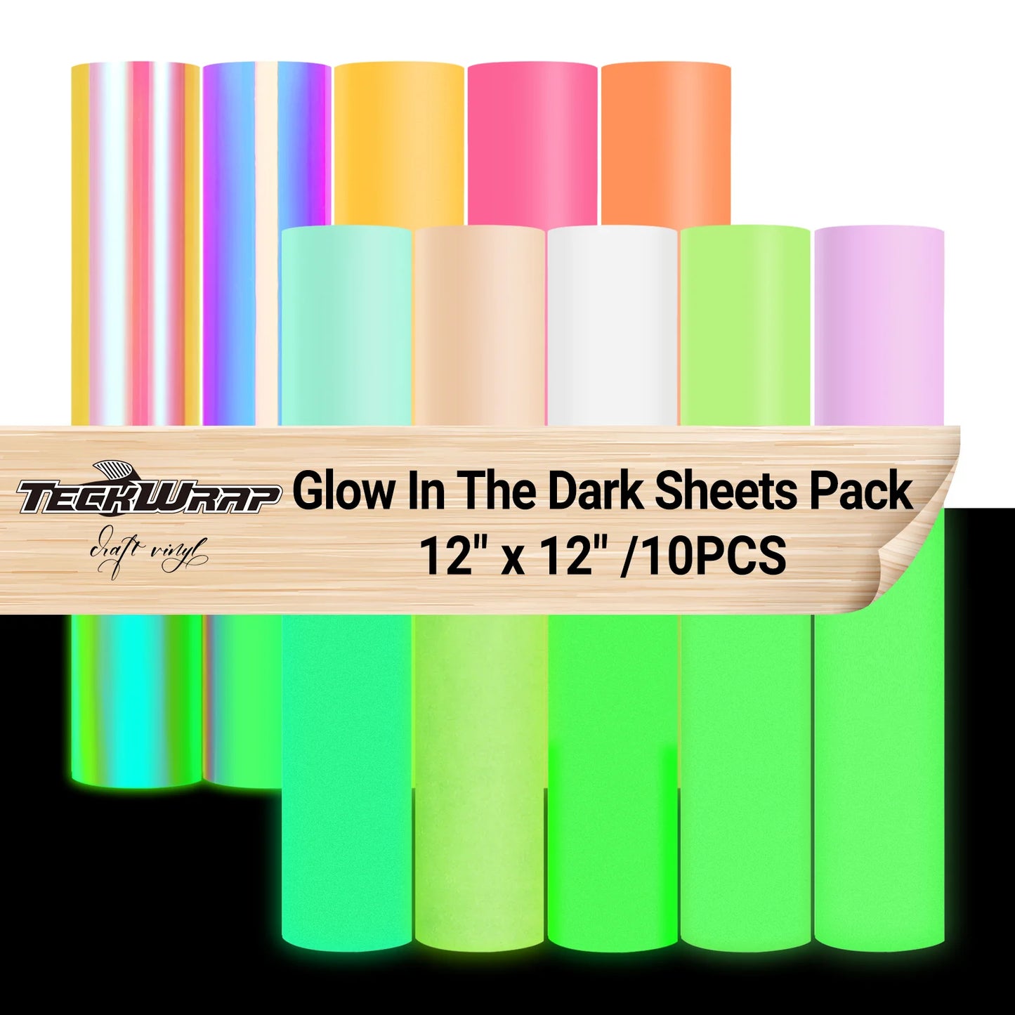 TeckWrap Glow in the Dark Vinyl Sheets Pack (10PCS)