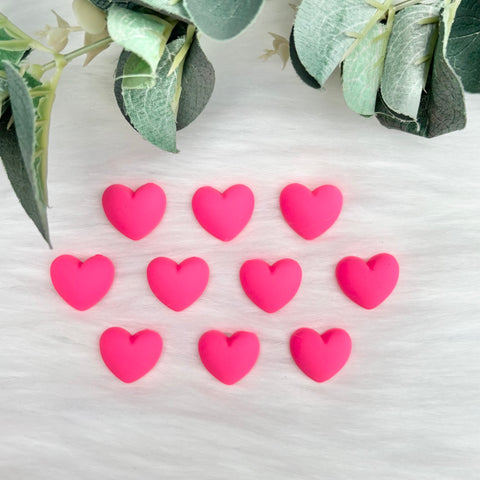 Matte Hot Pink Hearts - Pack of 10 Cabochons