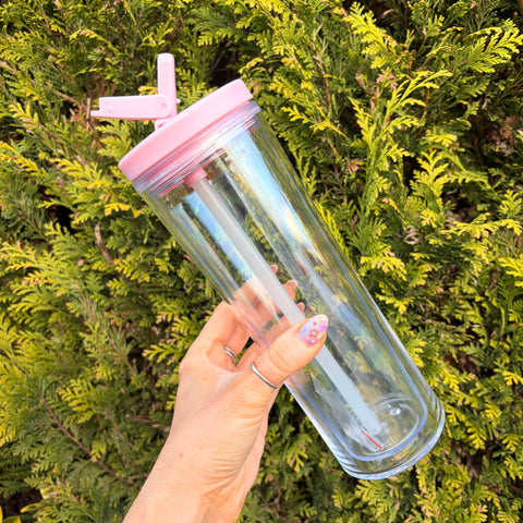 Flip Lid 20oz Double Walled Pre Drilled Tumbler