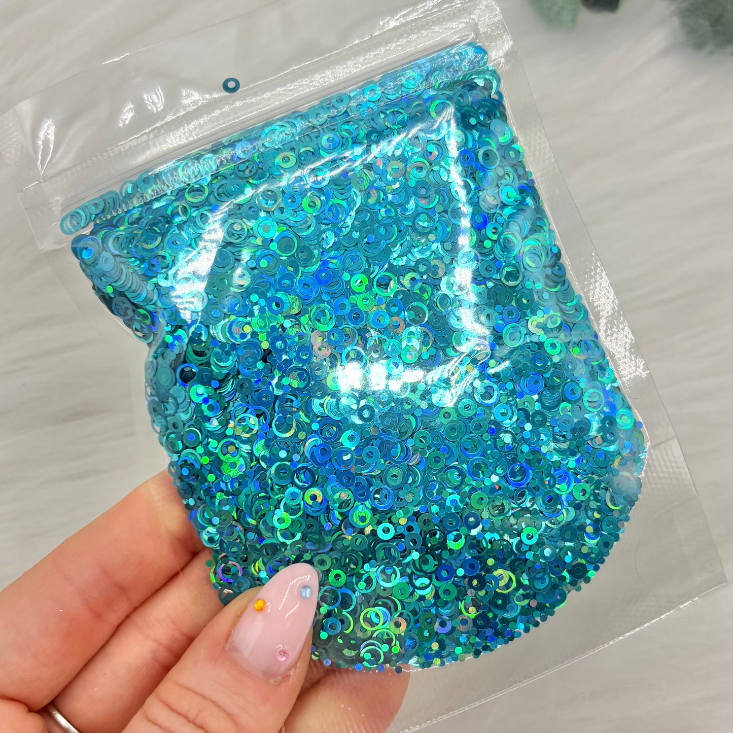 Bubbles Glitter Shapes - Holographic Teal - 25g