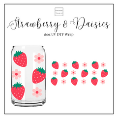 Strawberry & Daisies 16oz UVDTF