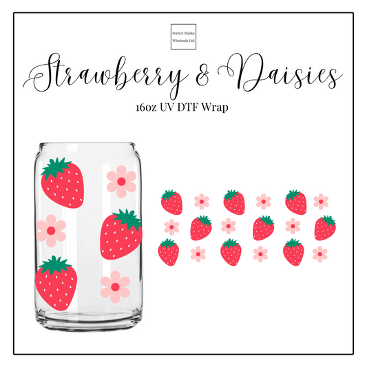 Strawberry & Daisies 16oz UV DTF