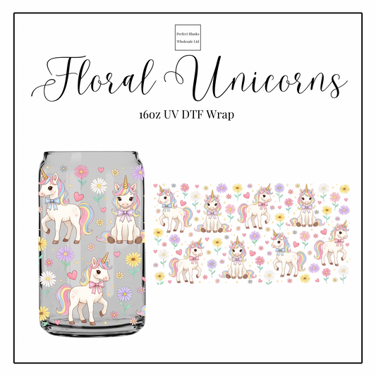Floral Unicorns 16oz UVDTF
