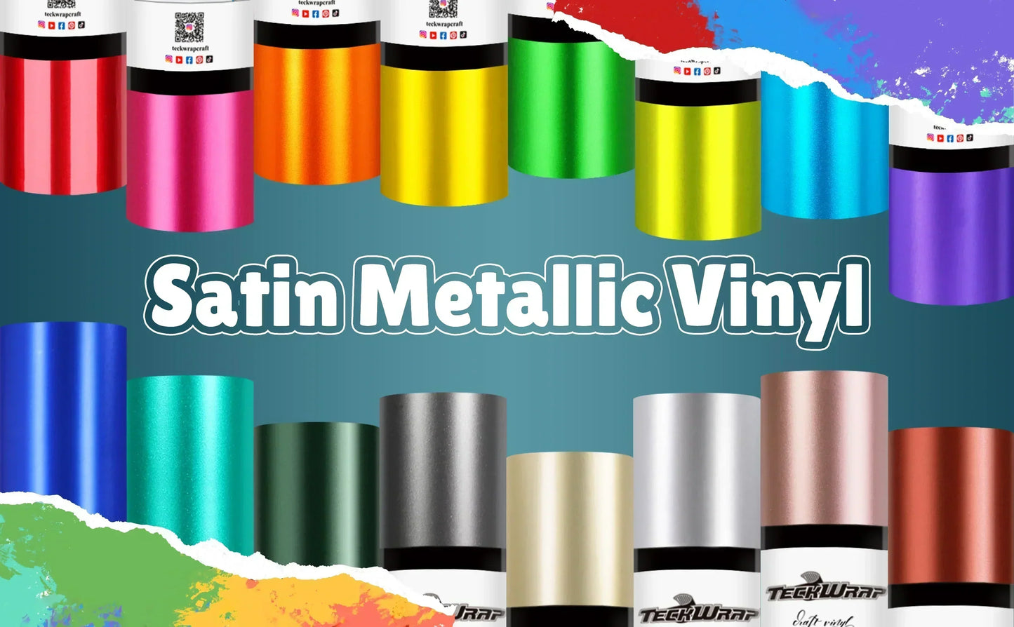 TeckWrap Metallic Cayenne Orange Satin Chrome Adhesive Vinyl - 5ft