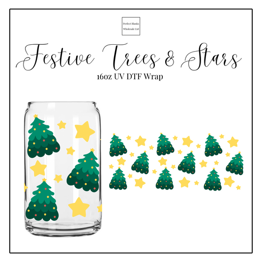 Festive Tree & Stars 16oz UV DTF