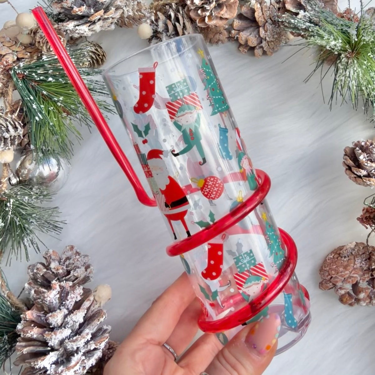 Christmas Spiral Straw Tumbler