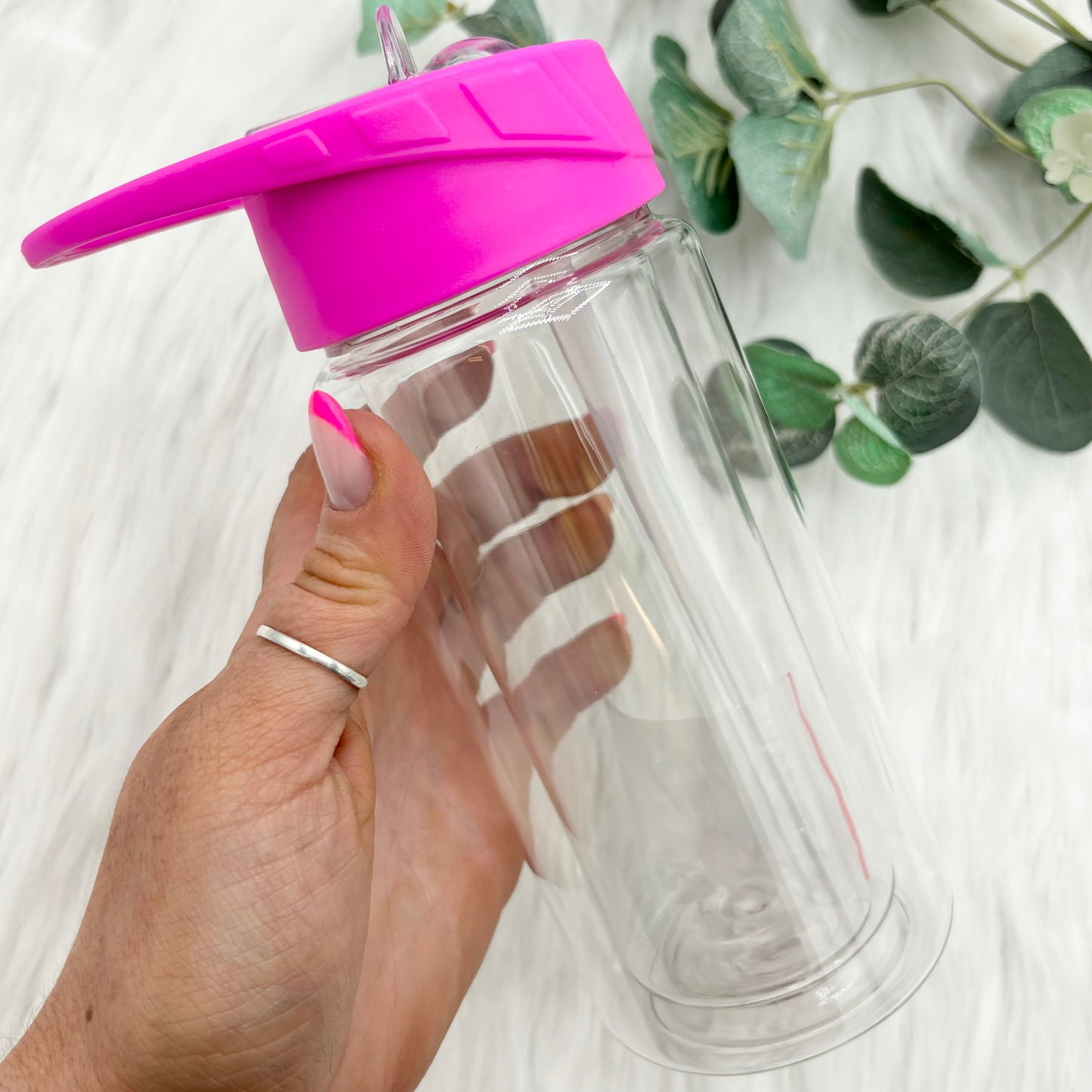 10oz Double Walled Flip Lid Plastic Water Bottle