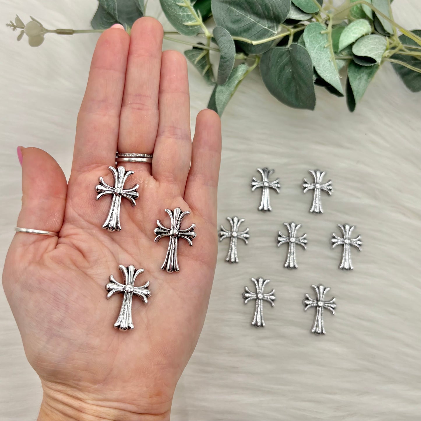 Silver Cross Cabochon - 10 Pack of Cabochons