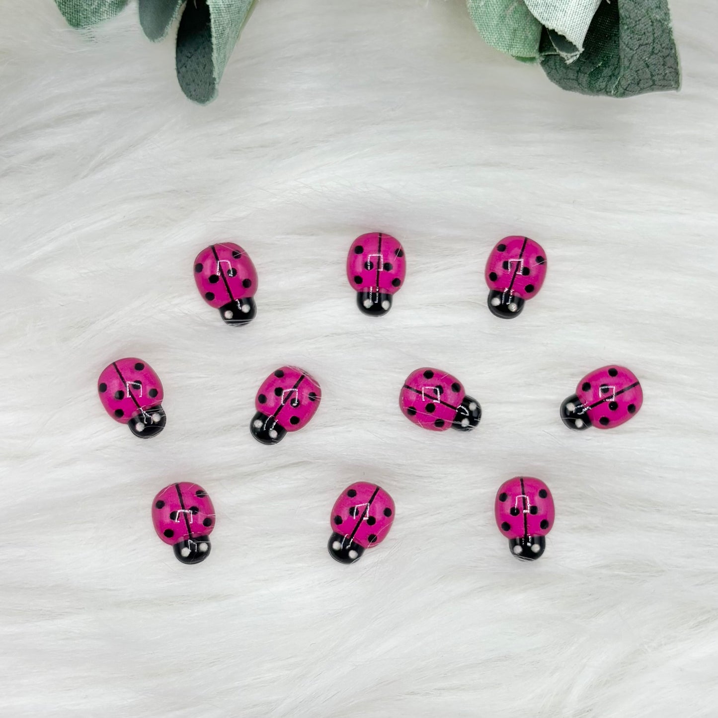 Pink Ladybirds - 10 Pack of Cabochons