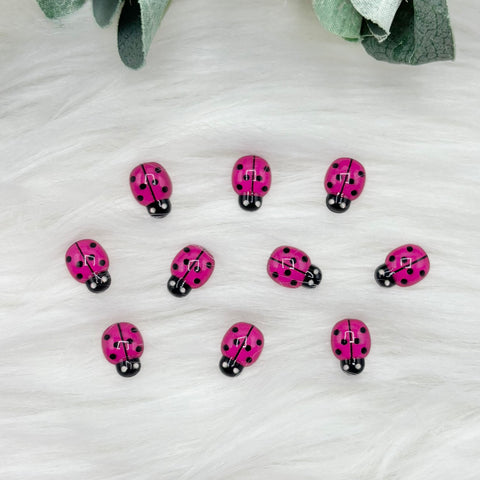 Pink Ladybirds - 10 Pack of Cabochons