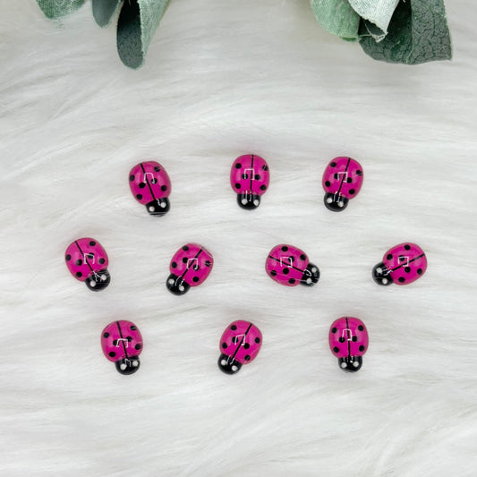 Pink Ladybirds - 10 Pack of Cabochons
