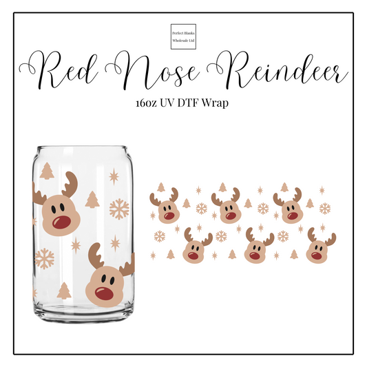 Red Nose Reindeer 16oz UV DTF