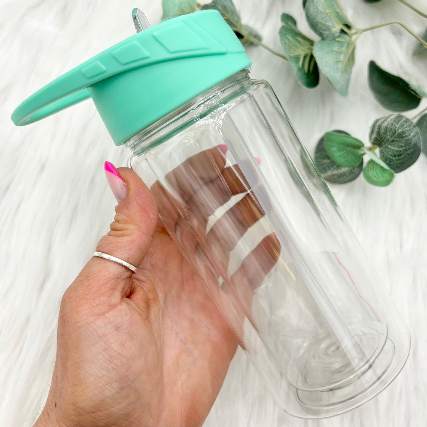 10oz Double Walled Flip Lid Plastic Water Bottle