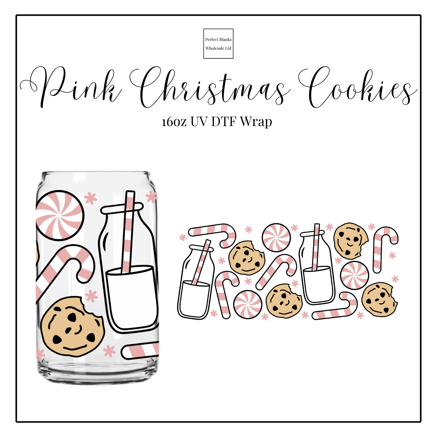 Pink Christmas Cookie 16oz UV DTF