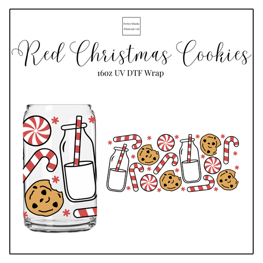 Red Christmas Cookies 16oz UV DTF