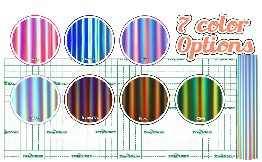TeckWrap Bubble Free Holographic Olive Glossy Rainbow Adhesive Vinyl