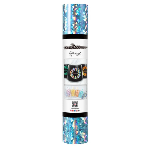 Teckwrap Aqua Holographic Glass Flower Adhesive Craft Vinyl - 5ft