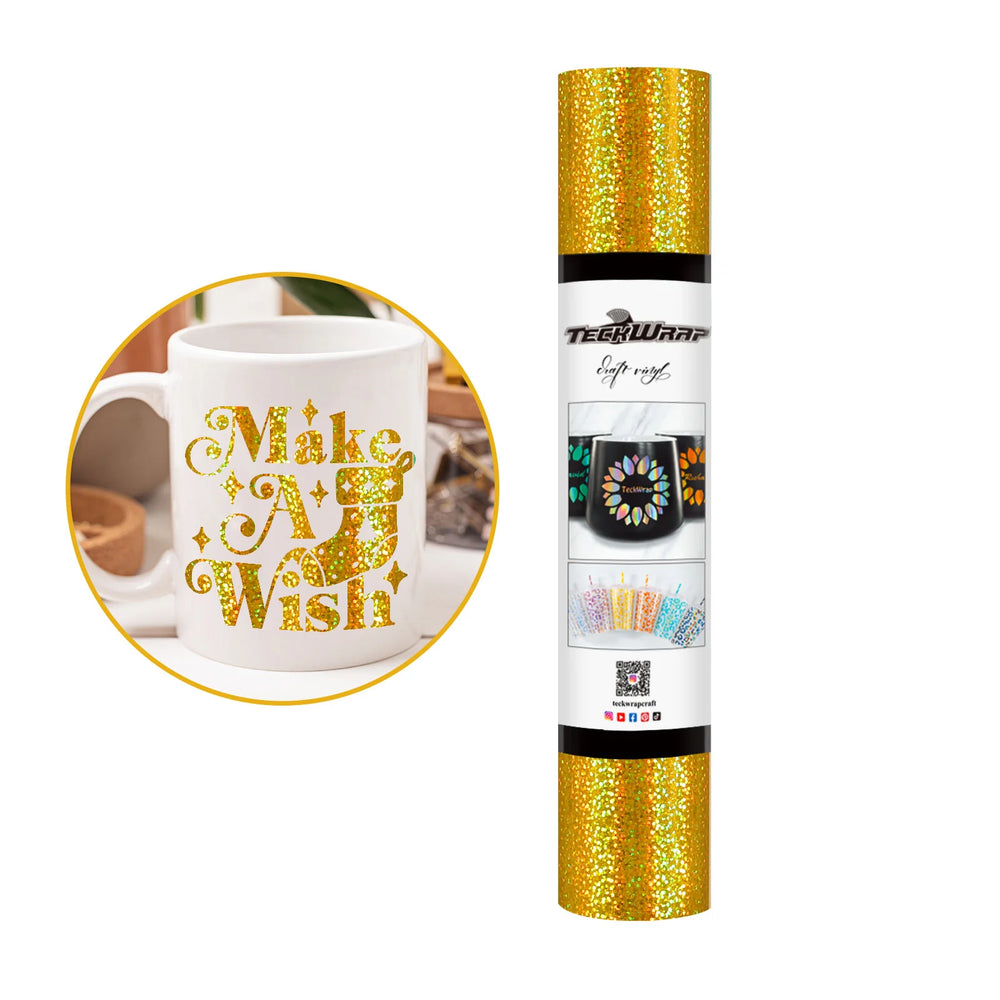 Teckwrap Gold Holographic Sparkle Adhesive Craft Vinyl