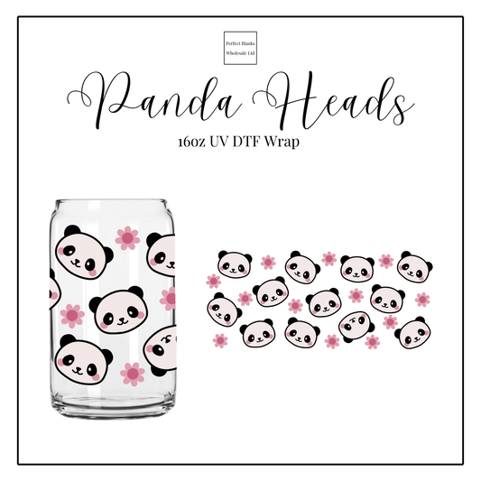 Panda Heads 16oz UV DTF