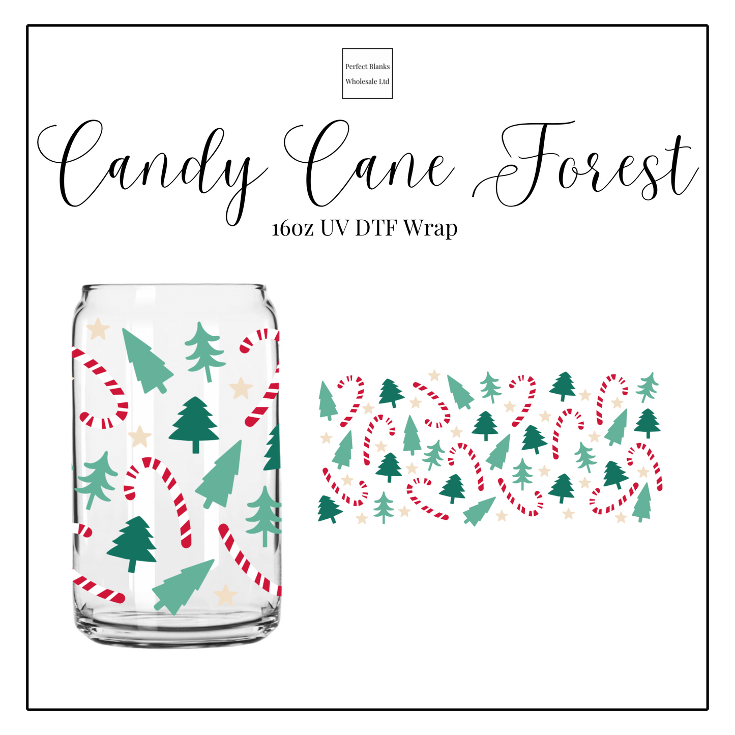 Candy Cane Forest 16oz UV DTF