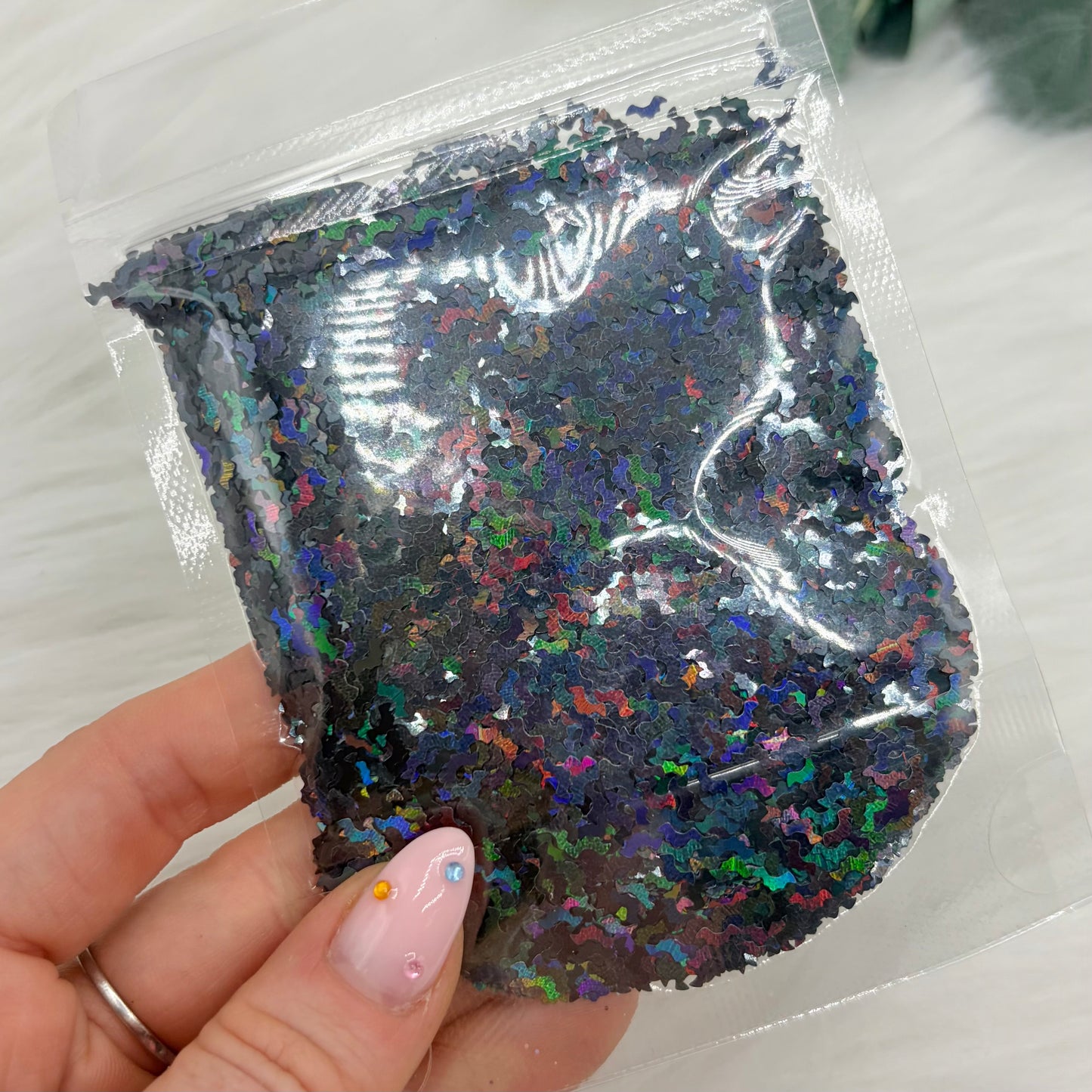 Bat Glitter Shapes - Holographic Black - 25g