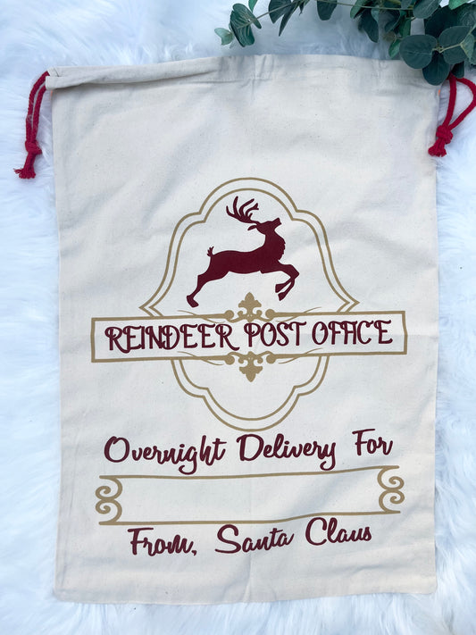 Reindeer Post Office Style Christmas Sack