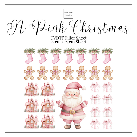 A Pink Christmas UVDTF Filler Sheet - 22cm x 24cm