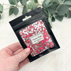 Neon Pink Silver Bottom Rhinestones - 5mm