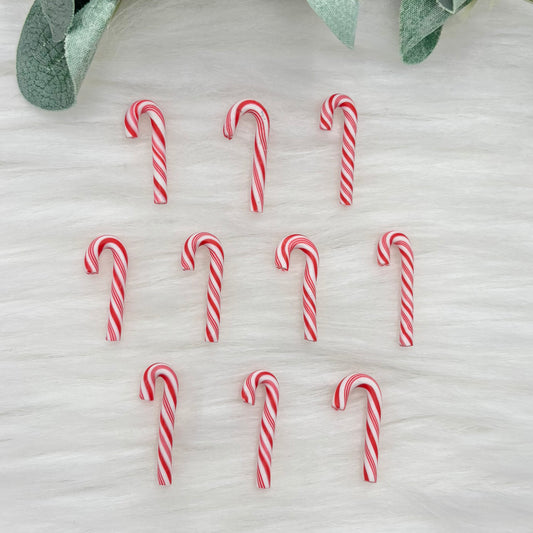 Mini Candy Canes - Red & White - 10 Pack of Cabochons