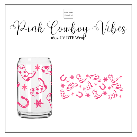 Pink Cowboy Vibes 16oz UV DTF