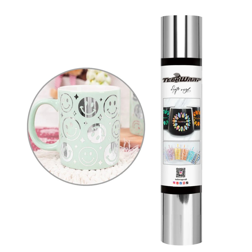 Teckwrap Silver Bubble Free Mirror Chrome Adhesive Vinyl - 5ft