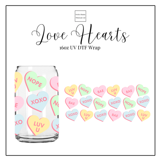 Love Hearts 16oz UV DTF