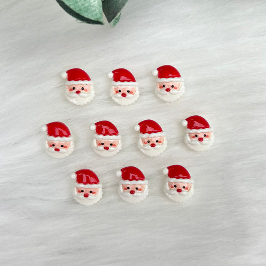 Mini Santa Heads - 10 Pack of Cabochons