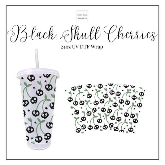 Black Skull Cherries 24oz UV DTF