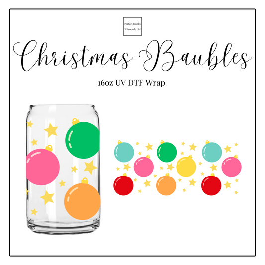 Christmas Baubles 16oz UV DTF