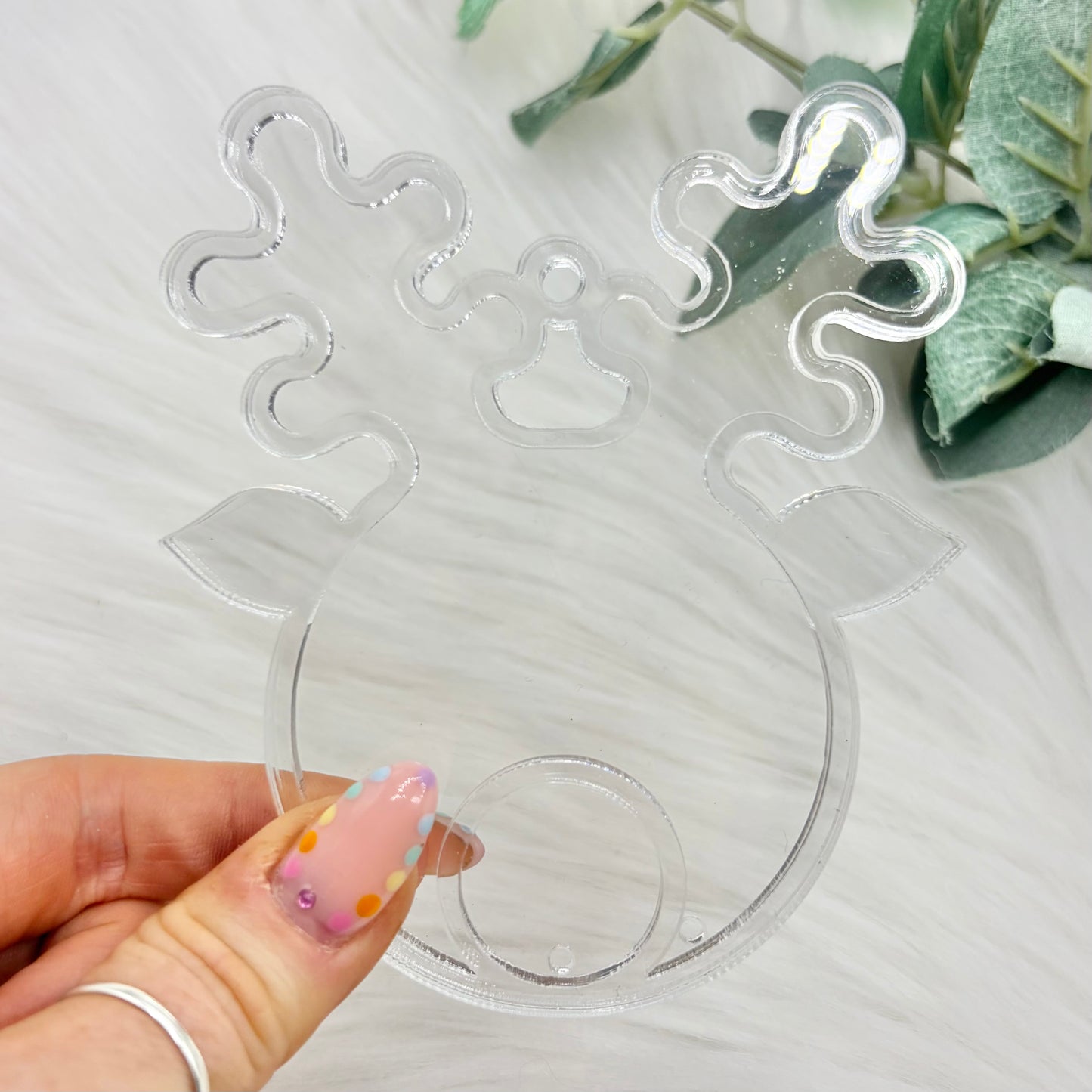 Reindeer Head Acrylic Snowglobe Christmas Decoration