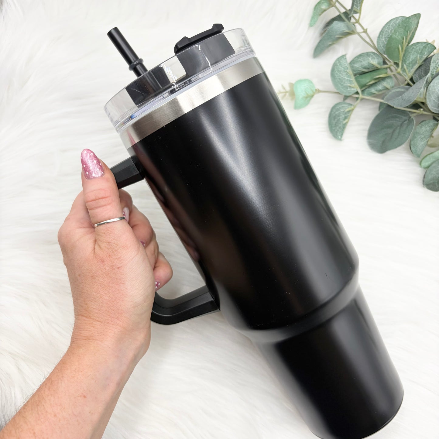 40oz Handled Tumbler With Matching Straw