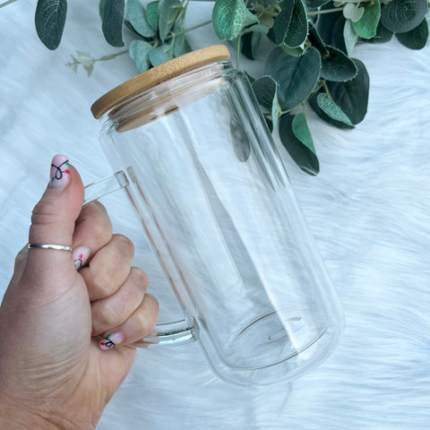 12oz Double Walled Glass Snowglobe with Handle