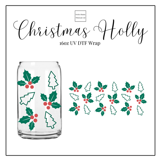 Christmas Holly 16oz UV DTF