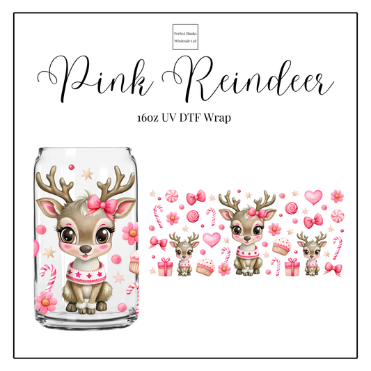Pink Reindeer 16oz UVDTF