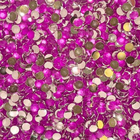 Neon Purple Silver Bottom Rhinestones - 5mm