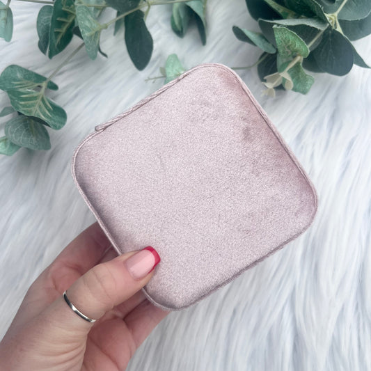 Pink Faux Velvet Jewellery Organiser