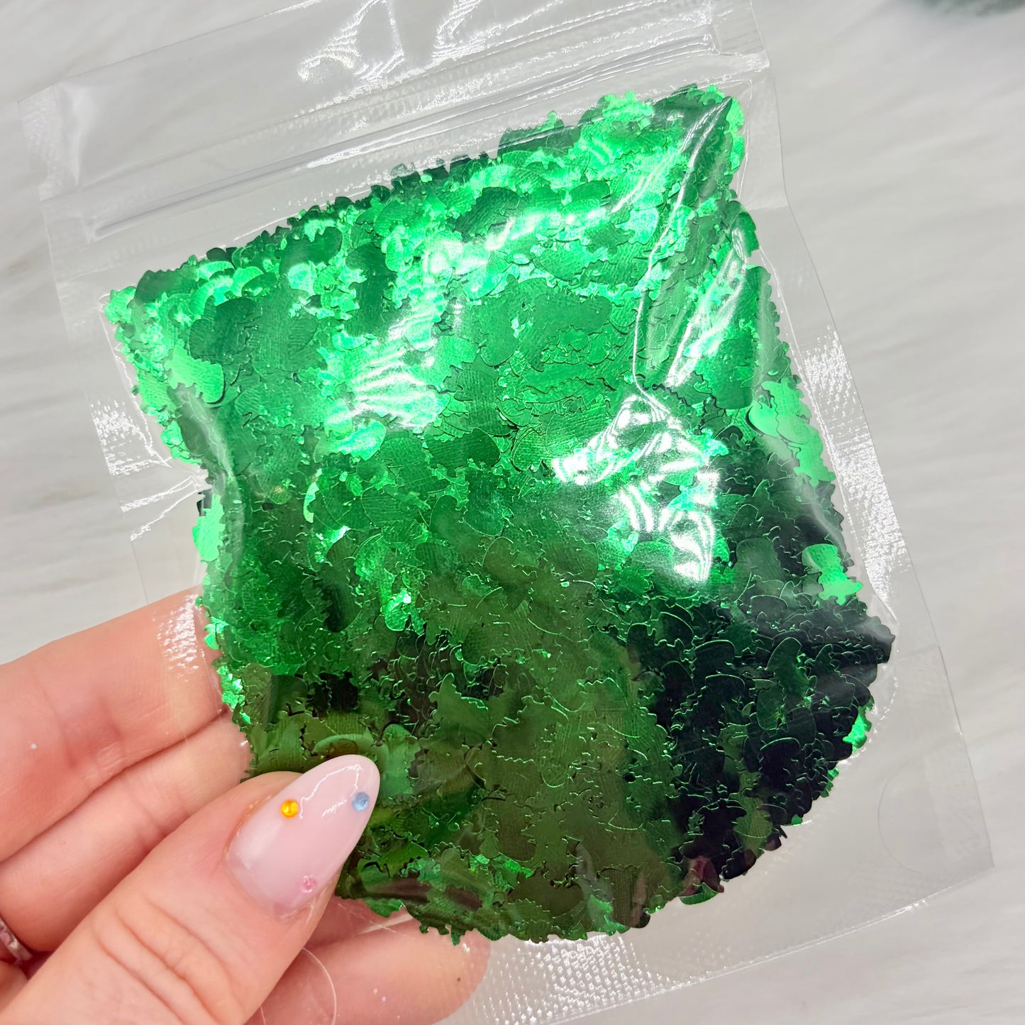 T-Rex Dinosaur Glitter Shapes - Metallic Green - 25g