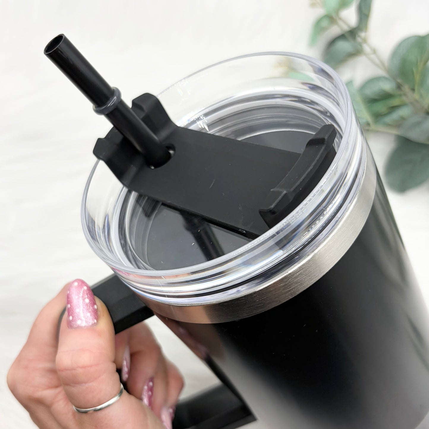 40oz Handled Tumbler With Matching Straw